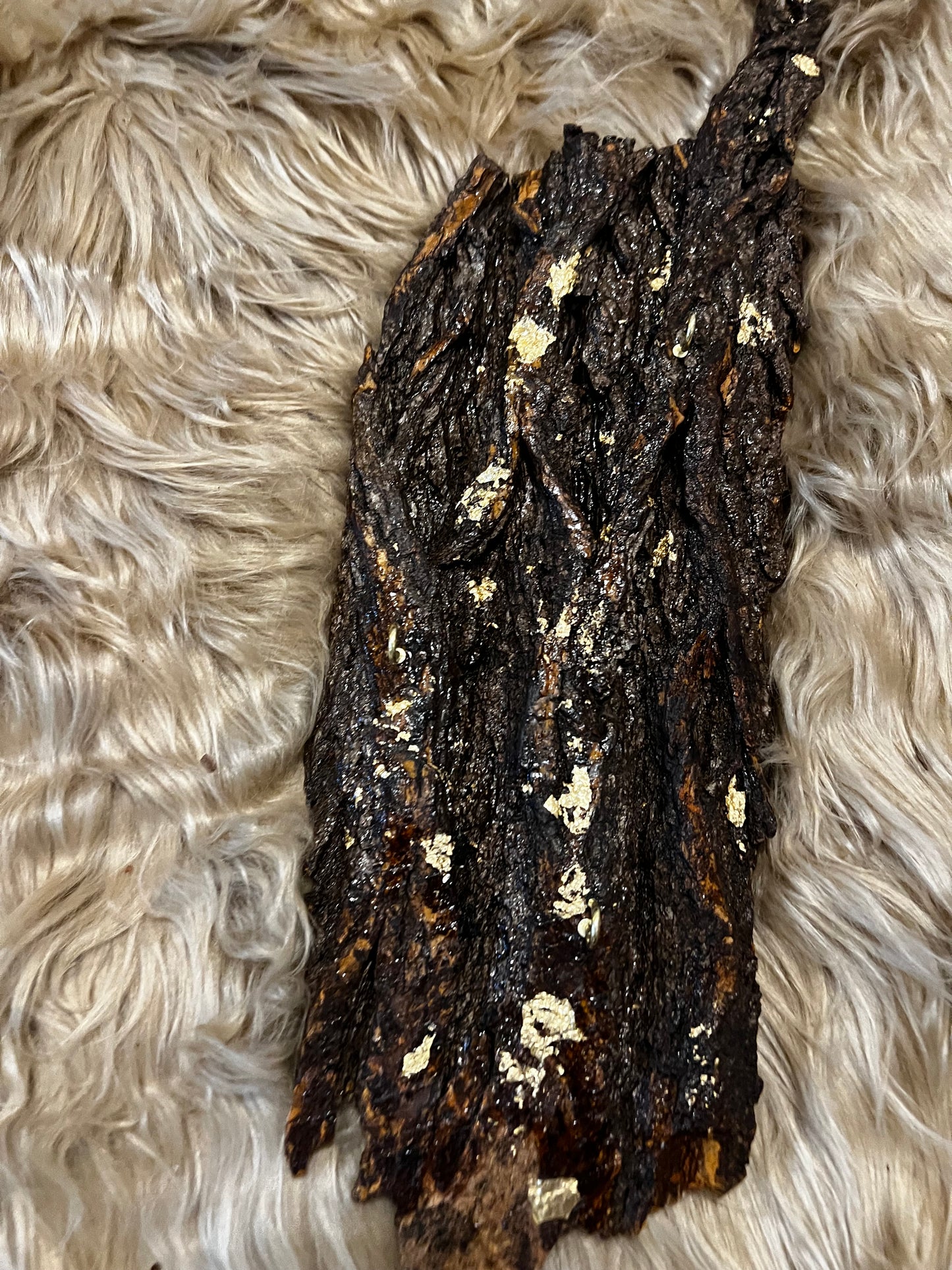 Bark wall art key hooks